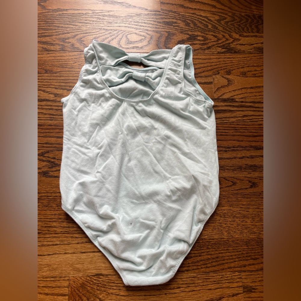 Kids light blue ballet leotard with bows